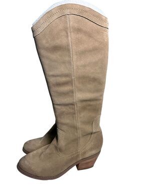 Seychelles Tan Suede Knee Leather Western Boho Leather Coastal Cowgirl Boots 8